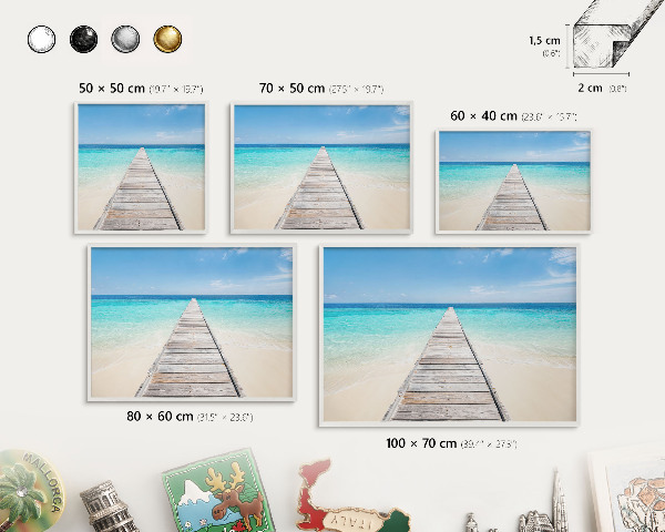 Magnetic board for travel magnets in a white frame Ocean Pier