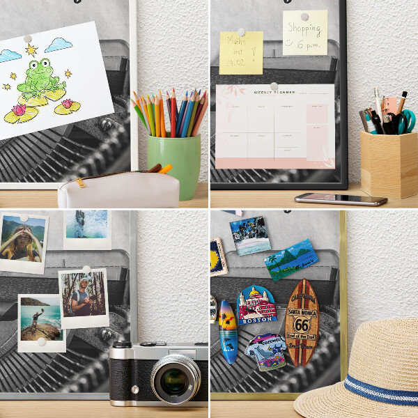 Decorative magnet board with a white frame Vintage machine