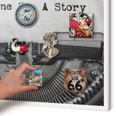 Decorative magnet board with a white frame Vintage machine