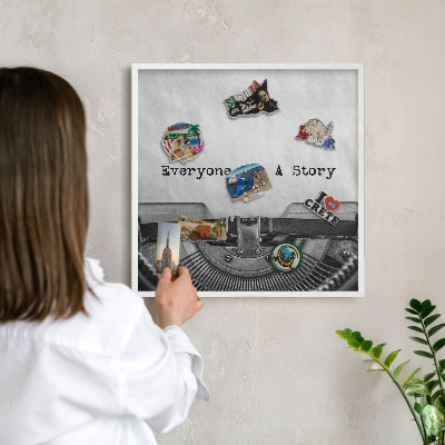 Decorative magnet board with a white frame Vintage machine