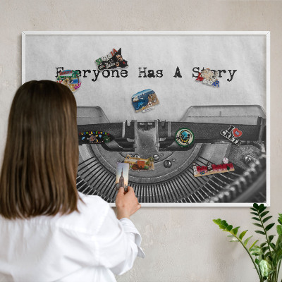 Decorative magnet board with a white frame Vintage machine