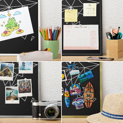 Magnetic board for travel magnets in a white frame World map