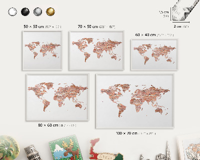 Decorative magnet board with a white frame Brick map