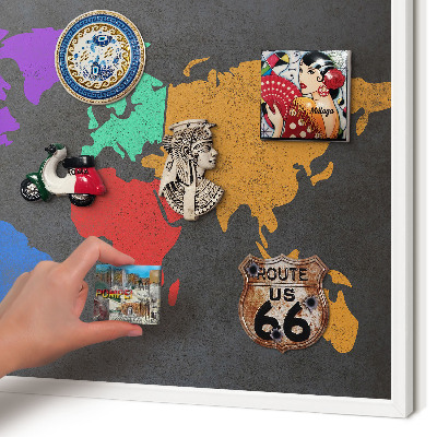 Decorative magnet board with a white frame Color map