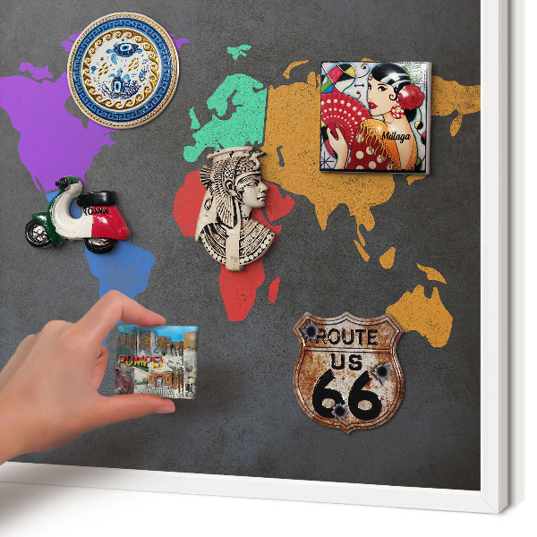 Decorative magnet board with a white frame Color map