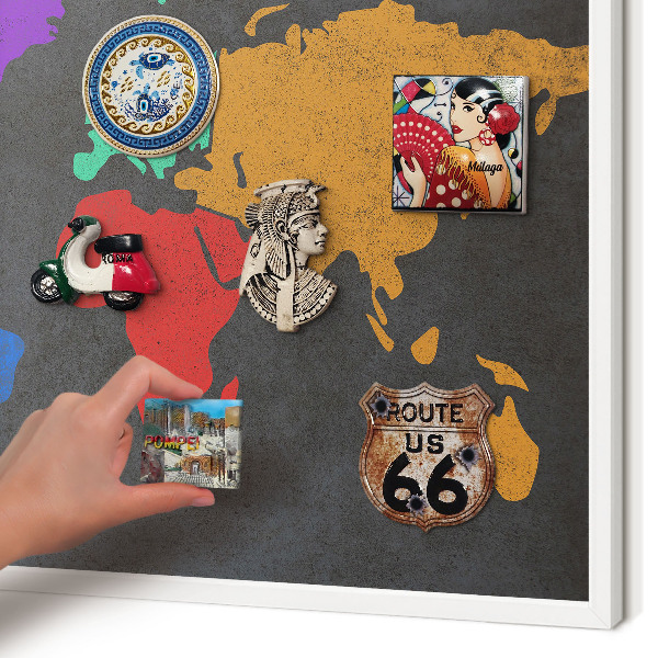 Decorative magnet board with a white frame Color map
