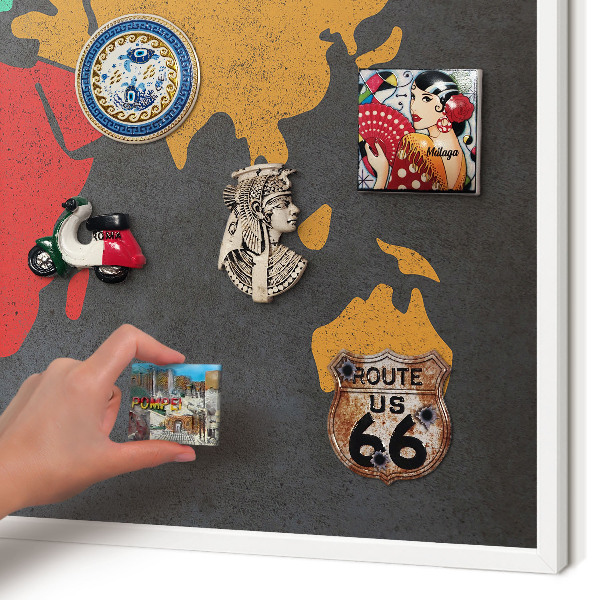 Decorative magnet board with a white frame Color map