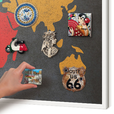Decorative magnet board with a white frame Color map