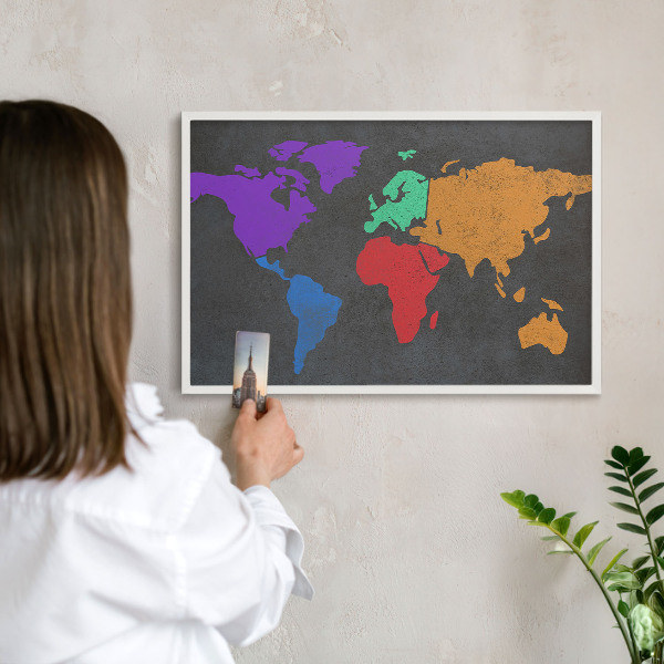 Decorative magnet board with a white frame Color map