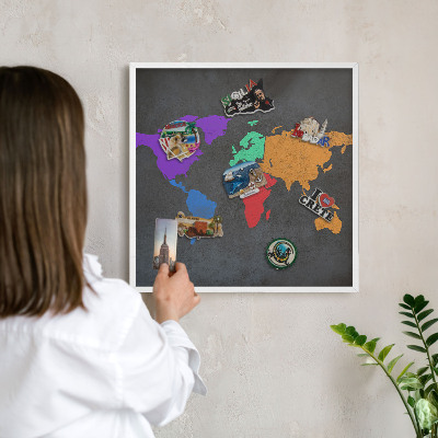 Decorative magnet board with a white frame Color map