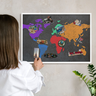 Decorative magnet board with a white frame Color map