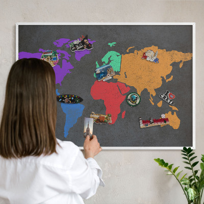 Decorative magnet board with a white frame Color map