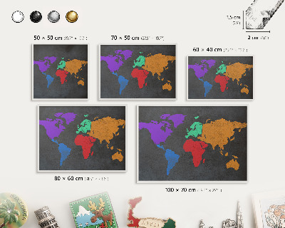 Decorative magnet board with a white frame Color map