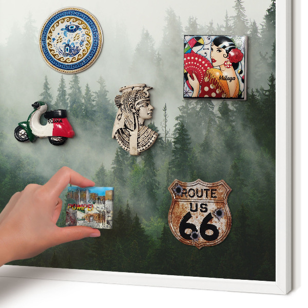 Magnetic board for travel magnets in a white frame Forest magic