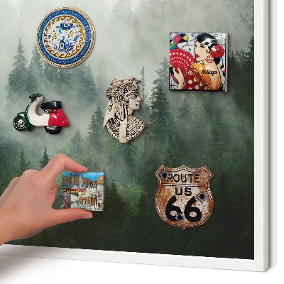Magnetic board for travel magnets in a white frame Forest magic