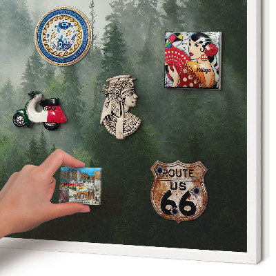 Magnetic board for travel magnets in a white frame Forest magic