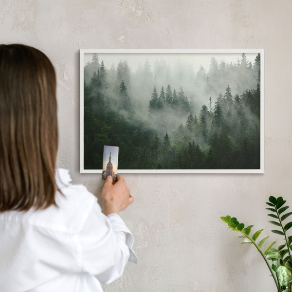 Magnetic board for travel magnets in a white frame Forest magic