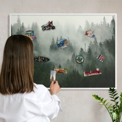Magnetic board for travel magnets in a white frame Forest magic