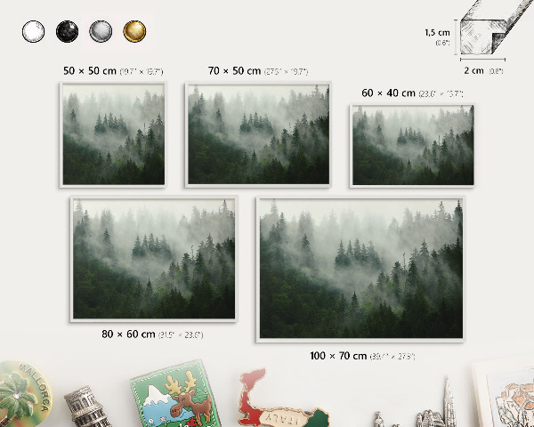 Magnetic board for travel magnets in a white frame Forest magic
