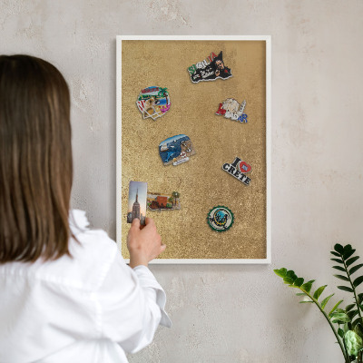 Decorative magnet board with a white frame Yellow texture