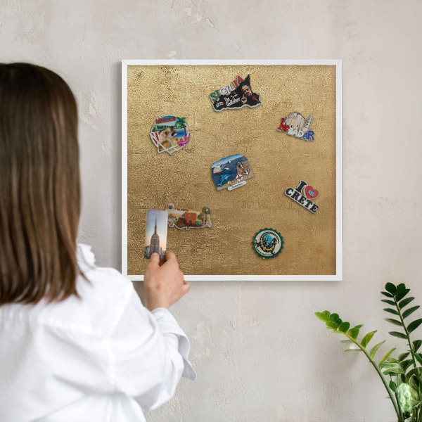 Decorative magnet board with a white frame Yellow texture