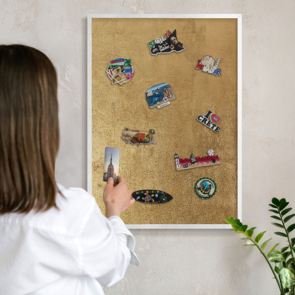 Decorative magnet board with a white frame Yellow texture
