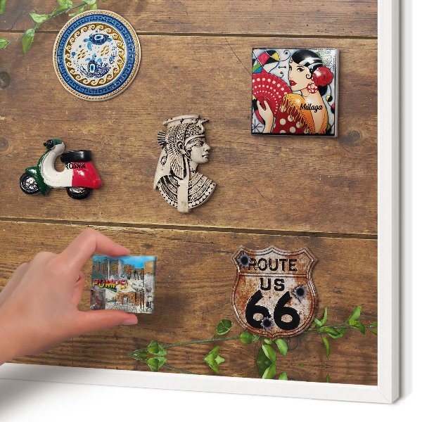 Decorative magnet board with a white frame Wood nature