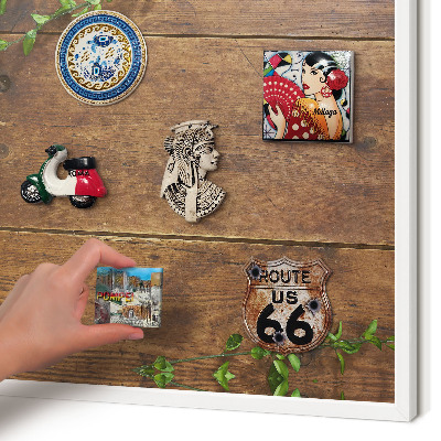 Decorative magnet board with a white frame Wood nature