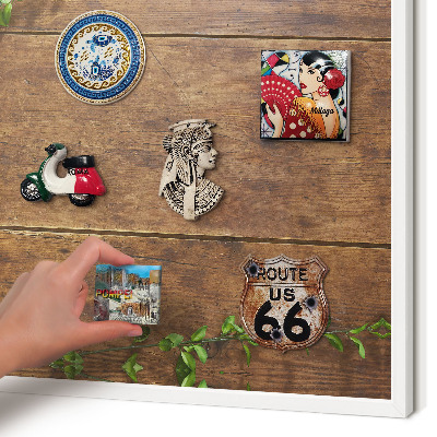 Decorative magnet board with a white frame Wood nature