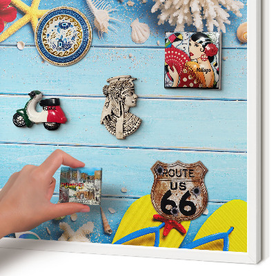 Decorative magnet board with a white frame Holiday beach
