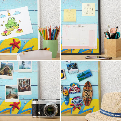 Decorative magnet board with a white frame Holiday beach