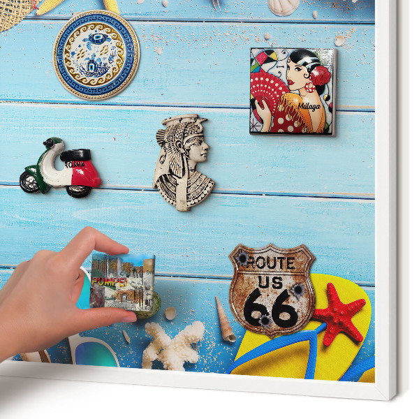Decorative magnet board with a white frame Holiday beach