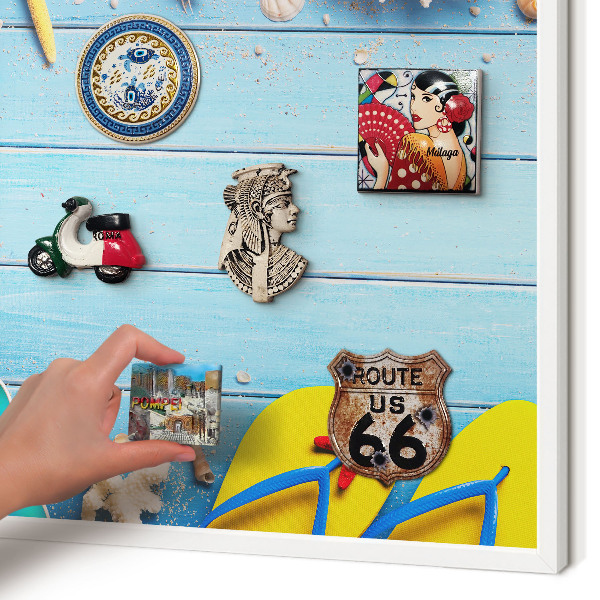 Decorative magnet board with a white frame Holiday beach