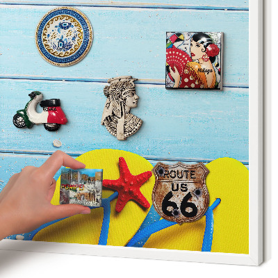 Decorative magnet board with a white frame Holiday beach