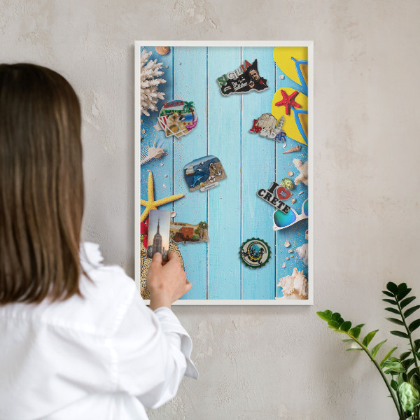 Decorative magnet board with a white frame Holiday beach