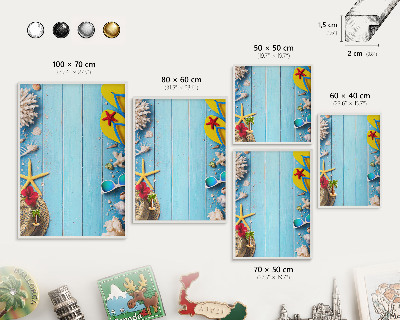 Decorative magnet board with a white frame Holiday beach