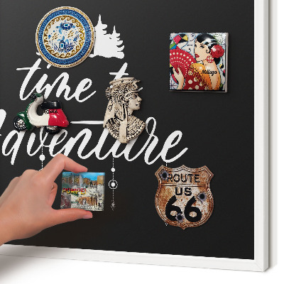 Decorative magnet board with a white frame Adventure awaits