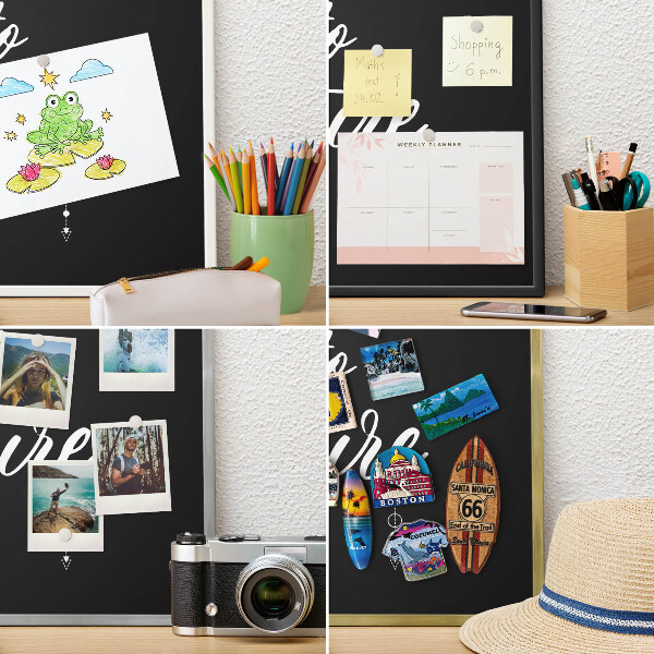 Decorative magnet board with a white frame Adventure awaits