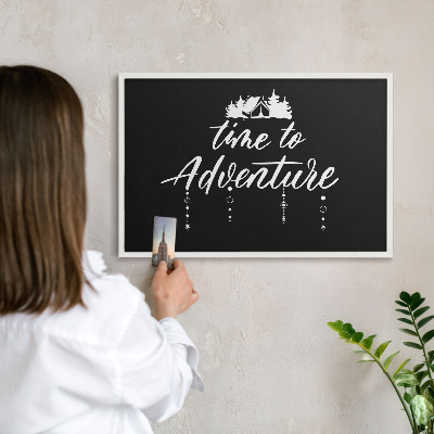 Decorative magnet board with a white frame Adventure awaits