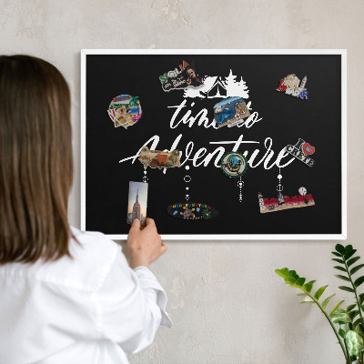 Decorative magnet board with a white frame Adventure awaits