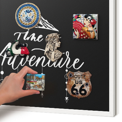 Decorative magnet board with a white frame Adventure awaits