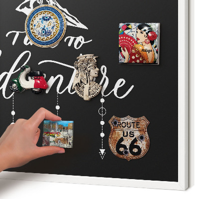 Decorative magnet board with a white frame Adventure awaits
