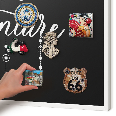 Decorative magnet board with a white frame Adventure awaits