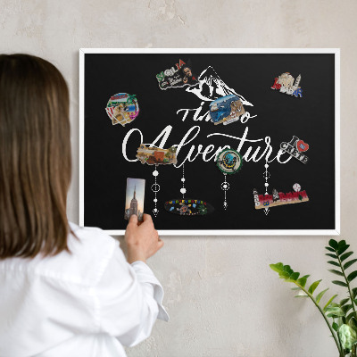 Decorative magnet board with a white frame Adventure awaits