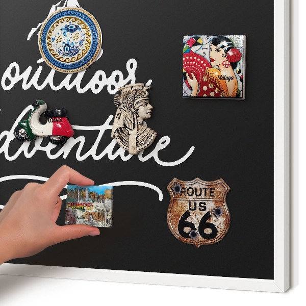 Decorative magnet board with a white frame Outdoor Adventure