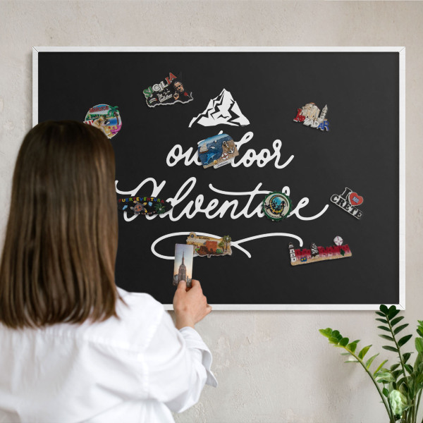 Decorative magnet board with a white frame Outdoor Adventure