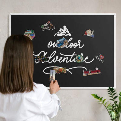 Decorative magnet board with a white frame Outdoor Adventure