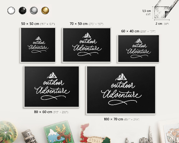 Decorative magnet board with a white frame Outdoor Adventure
