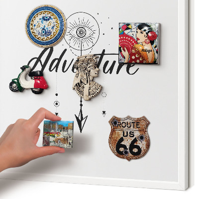 Magnetic board for travel magnets in a white frame Adventure Theme
