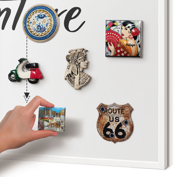 Magnetic board for travel magnets in a white frame Adventure Theme